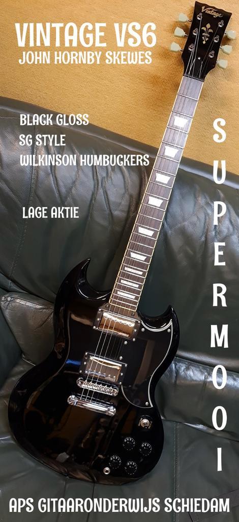 SUPERMOOIE VINTAGE VS6 BK GLOSS BY JOHN HORNBY SKEWES, Muziek en Instrumenten, Snaarinstrumenten | Gitaren | Elektrisch, Nieuw