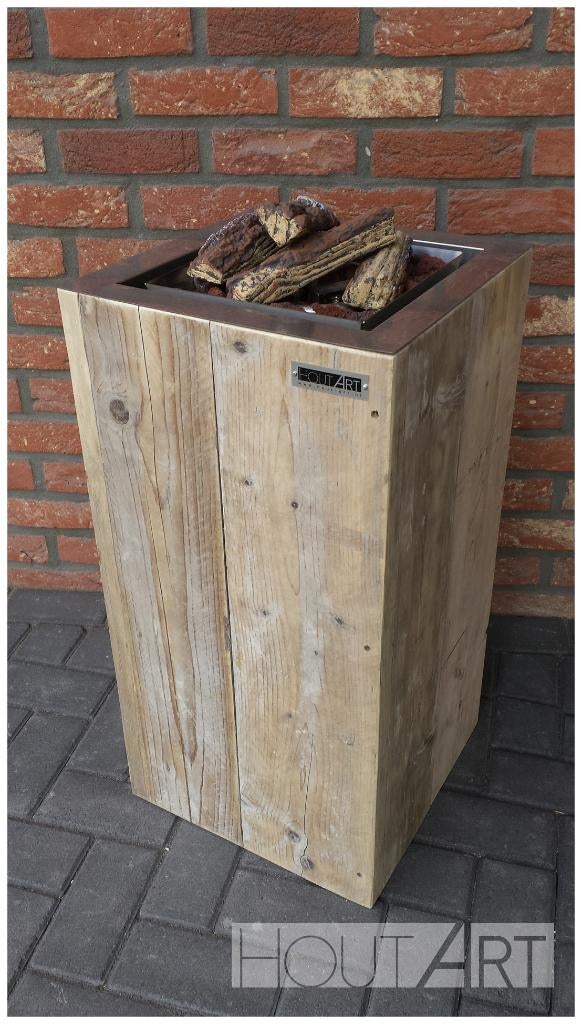 Inbouwbrander Zuil steigerhout NIEUW, Info@hout-art.nl, Nieuw, Ophalen of Verzenden, Hoeves 3 in Schijndel