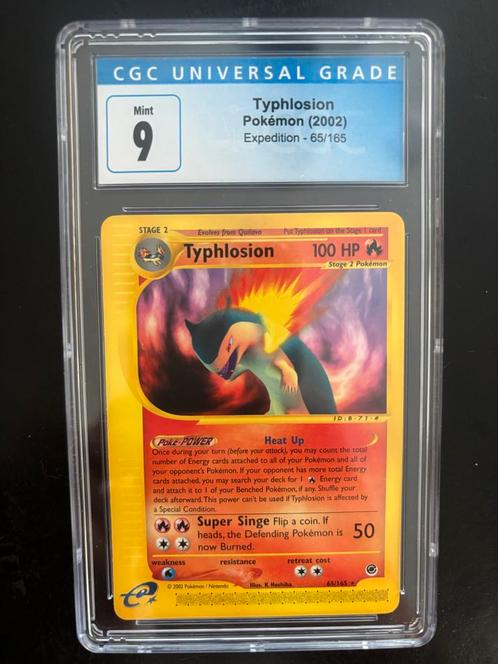 Typhlosion 2002 CGC 9 - Expedition 65/165, Hobby en Vrije tijd, Verzamelkaartspellen | Pokémon, Zo goed als nieuw, Losse kaart