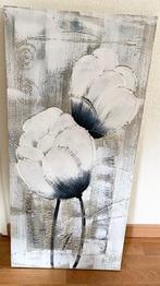prachtig modern schilderij bloem wit/grijzig/zwart/bruinig, Ophalen, Nieuw, Schilderij