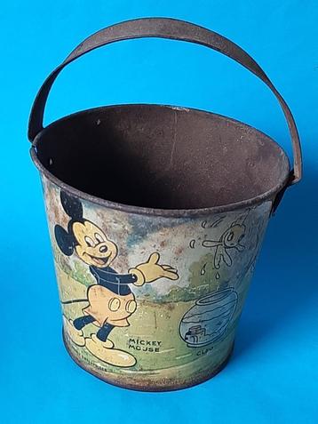 oud speelgoed emmer Disney Mickey Mouse Donald Duck 1940 beschikbaar voor biedingen