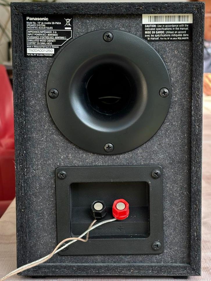 Panasonic SB-PMX4 Speakerset - Zwart - 80 Watt, Audio, Tv en Foto, Luidsprekers, Gebruikt, Front, Rear of Stereo speakers, 60 tot 120 watt