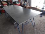 keukentafel RVS werkblad 295 x 125 cm op stalen schagen rvs, Ophalen, Gebruikt