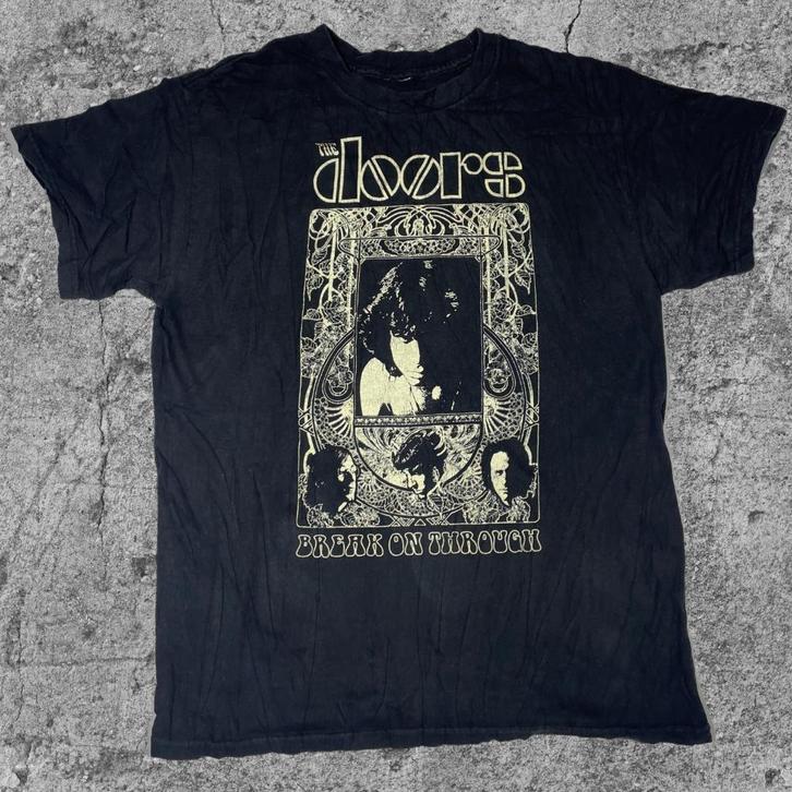 Vintage T-shirt Doors Break on through  T-191, Kleding | Heren, T-shirts, Zo goed als nieuw, Maat 52/54 (L), Zwart, Verzenden