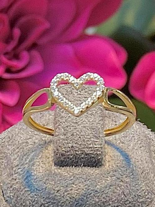 Gouden Ring Hartje 14k, Sieraden, Tassen en Uiterlijk, Ringen, Nieuw, Dame, 17 tot 18, Goud, Ophalen of Verzenden