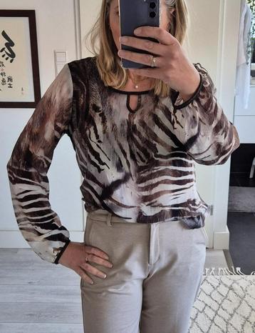 Mooie blouse top van Geisha | maat M | groen met zwart/bruin beschikbaar voor biedingen