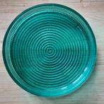 Lage, ronde, blauwe, glazen schaal, Huis en Inrichting, Woonaccessoires | Schalen en Manden, Schaal, Rond, Ophalen of Verzenden