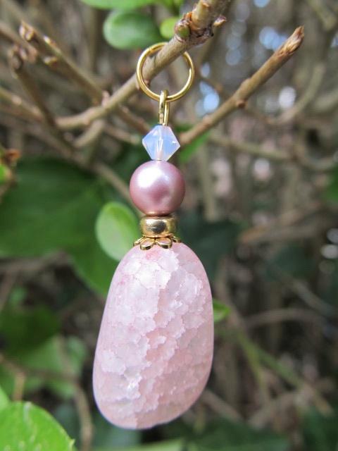 Hanger Pink Nugget bergkristal-swarovski goud, Sieraden, Tassen en Uiterlijk, Kettinghangers, Nieuw, Goud, Roze, Met edelsteen