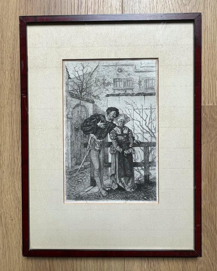 Ingelijste ets ‘Mephisto en Martha’ van Willem Geets, Antiek en Kunst, Kunst | Etsen en Gravures, Ophalen of Verzenden