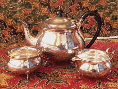Mooi oud Engels driedelig theeservies van Yeoman silverplate, Antiek en Kunst, Antiek | Woonaccessoires, Ophalen of Verzenden