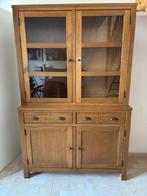 Mooie houten vitrinekast + salontafel – stevige kwaliteit!, Huis en Inrichting, Kasten | Vitrinekasten, Ophalen, Gebruikt, 100 tot 150 cm
