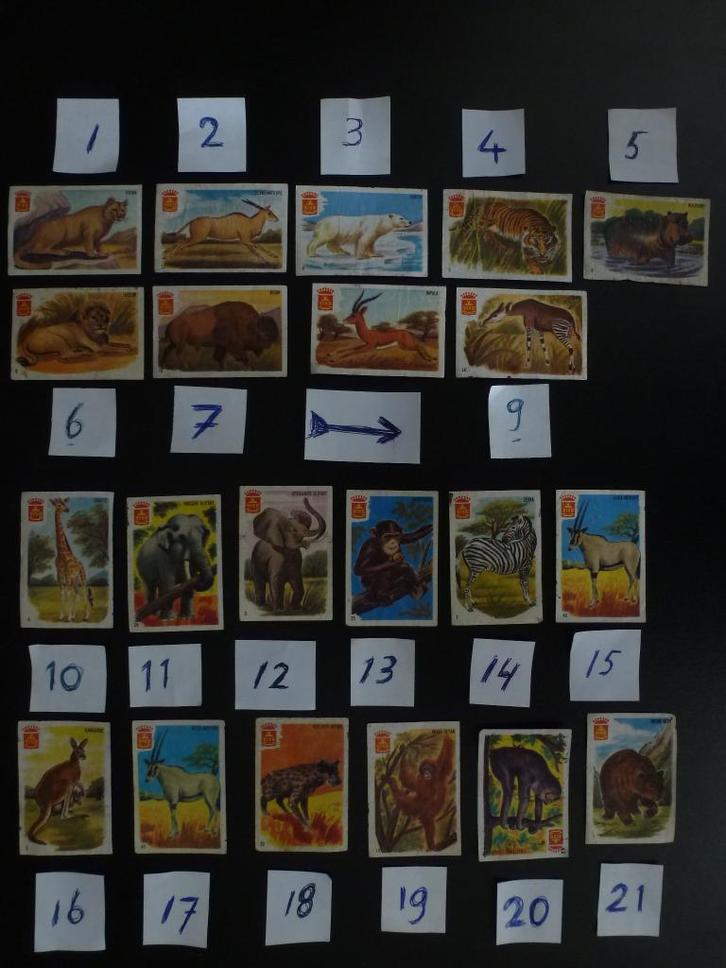 Lucifermerken. Wilde dieren., Verzamelen, Rookartikelen, Aanstekers en Luciferdoosjes, Gebruikt, Luciferdoosjes of -merken, Verzenden