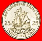 Ⰶ GREAT BRITAIN (1981-2000): CARIBBEAN 25 CENTS 1995! SHIP, Postzegels en Munten, Munten | Amerika, Verzenden, Midden-Amerika
