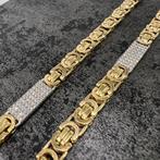 14k gouden koningsketting schakel plat massief 70cm, Ophalen of Verzenden