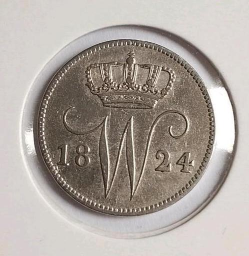 Zeer Fraai Kwartje / 25 Cent 1824 B (Brussel) - Willem I, Postzegels en Munten, Munten | Nederland, Losse munt, 25 cent, Koning Willem I