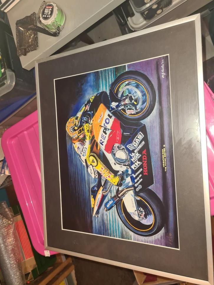 Valentino Rossi Prent - Ingelijst, Antiek en Kunst, Kunst | Tekeningen en Foto's, Ophalen