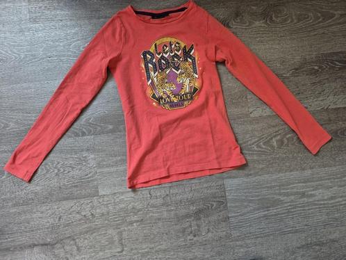 Okerkleurig truitje met Afbeelding 2 Tijgers erop + tekst, Kinderen en Baby's, Kinderkleding | Maat 140, Zo goed als nieuw, Meisje