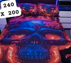 Skull dekbedhoes neon, Wit, Tweepersoons, Ophalen of Verzenden, Deken of Dekbed