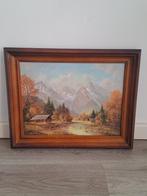 Schilderij Berglandschap met Houten Hut, Ophalen of Verzenden