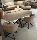 tafel keramiek met anodic brown poot luxury travetine motief, Huis en Inrichting, Tafels | Eettafels, Ophalen, Japandi luxury