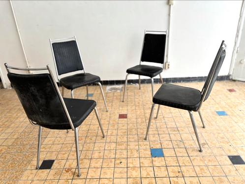 Vinrage set Daystrom Furniture dining stoelen leer/chroom, Huis en Inrichting, Stoelen, Gebruikt, Twee, Leer, Ophalen