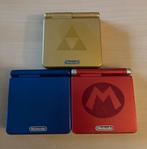 3x Gameboy Advance - Blauw - Zelda Goud / Mario Rood, Ophalen of Verzenden, Zo goed als nieuw, Game Boy Pocket