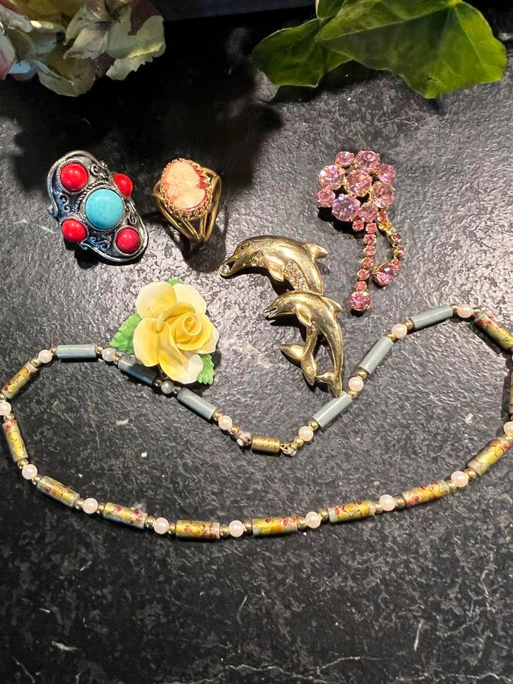 Vintage Sieraden Partij - Unieke Stukken!, Sieraden, Tassen en Uiterlijk, Armbanden, Gebruikt, Overige materialen, Overige kleuren