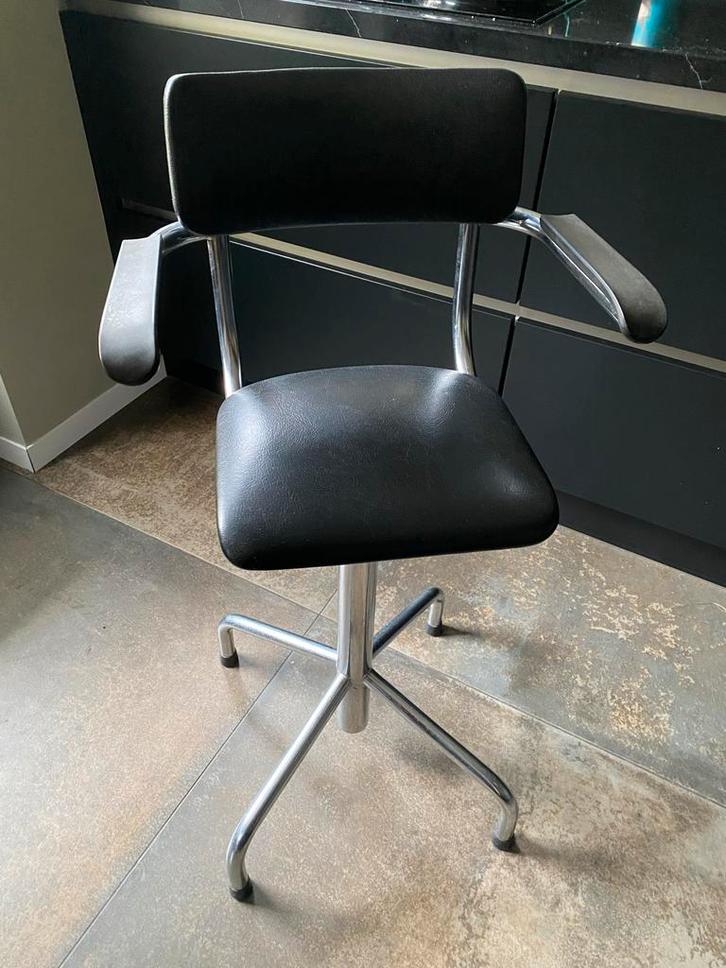 Vintage Kinder Kappersstoel, Huis en Inrichting, Bureaustoelen, Gebruikt, Bureaustoel, Zwart, Ophalen