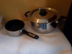 1x grote pan en 1x kleine steelpan, Ophalen of Verzenden, Gebruikt, Rvs, Kookpan of Snelkookpan