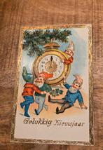 Drie kabouters vieren Nieuwjaar bij klok, Verzenden, Voor 1920, Gelopen, Feest(dag)
