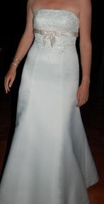 Satijnen ivoorkleurige strapless trompet trouwjurk 38-40, Ophalen of Verzenden, Zo goed als nieuw, Wit, Trouwjurk