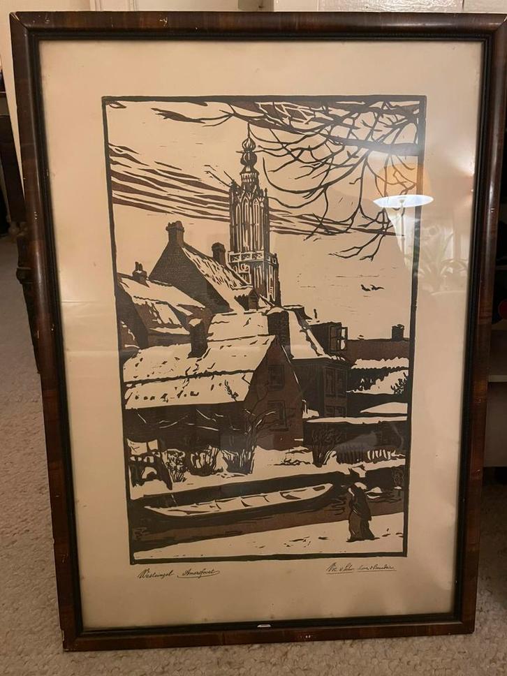 Westsingel Amersfoort - Van Schoonhoven van Beurden, Antiek en Kunst, Kunst | Etsen en Gravures, Ophalen