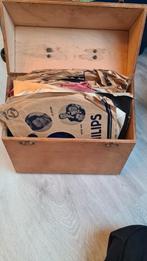 Vintage Platen Collectie in Houten Kist, Ophalen, Gebruikt, Overige formaten