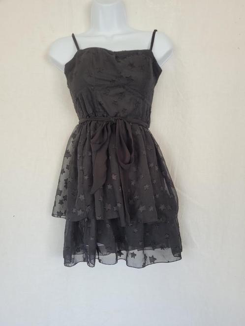 Leuke zwarte jurk met laagjes en sterretjes mt 34 merk Tally, Kleding | Dames, Jurken, Zo goed als nieuw, Maat 34 (XS) of kleiner