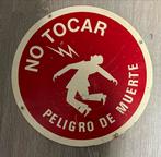 Vintage Emaille Bord - No Tocar Peligro de Muerte, Ophalen of Verzenden, Gebruikt, Reclamebord
