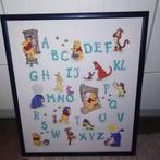 Geborduurd alfabet met Winnie the pooh met lijst, Gebruikt, Wanddecoratie, Ophalen