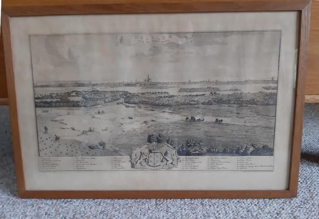 Stadsgezicht Haarlem aan de westzijde 1764, Antiek en Kunst, Kunst | Etsen en Gravures, Ophalen
