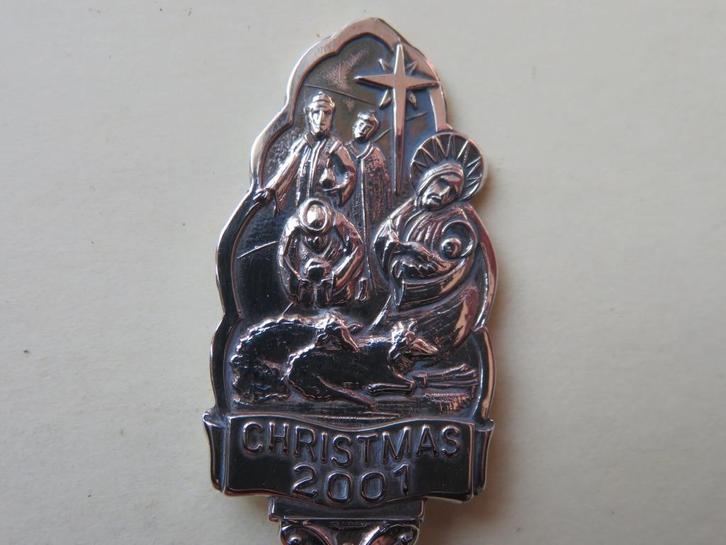 Verzilverd lepeltje Christmas 2001 Kerststal met Jezus, Antiek en Kunst, Antiek | Bestek, Verzenden