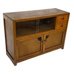 Antieke Eiken Art Deco Kastje Vitrinekast Compact Design, Ophalen, Gebruikt, Art deco, Eikenhout
