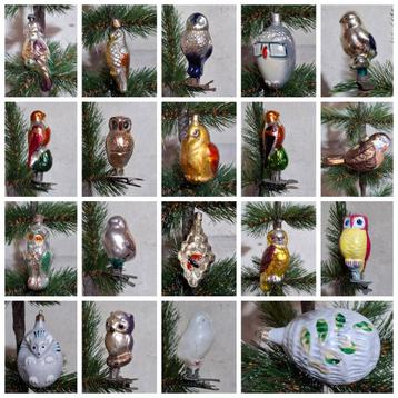 Oude vintage kerstballen vogel uil sovjet unie  beschikbaar voor biedingen