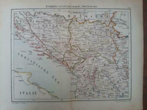 29 / Litho van J. Kuyper uit 1880: West Turkije, Servië etc, Antiek en Kunst, Kunst | Litho's en Zeefdrukken, Ophalen of Verzenden