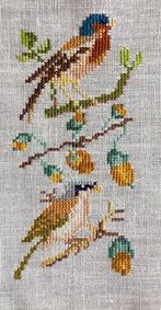 Borduurwerk, zijde, vogel, vintage, Hobby en Vrije tijd, Borduren en Borduurmachines, Ophalen, Machineborduren, Overige typen