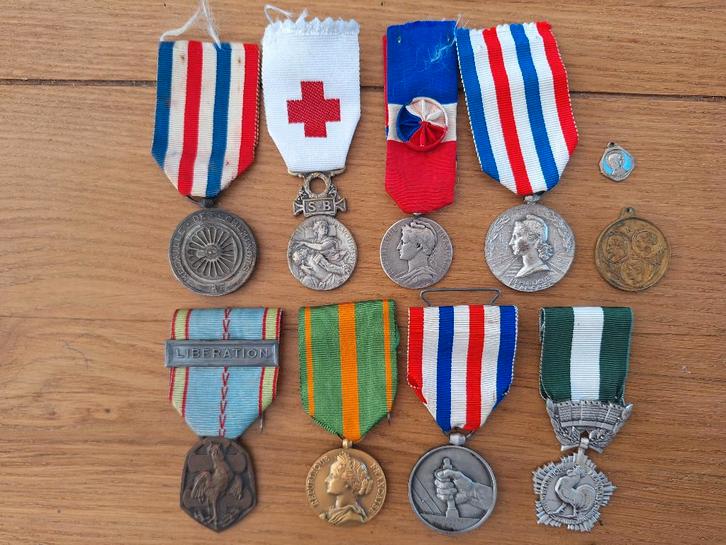 Lot van 10 Franse Medailles, Onderscheidingen, Postzegels en Munten, Penningen en Medailles, Overige materialen, Buitenland, Ophalen of Verzenden