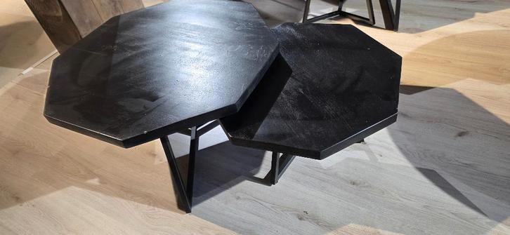 Salontafel set van 2 stuks – Naturel of Zwart Showmodel, Huis en Inrichting, Tafels | Salontafels, Zo goed als nieuw, Minder dan 50 cm