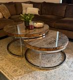 Richmond Kensington Salontafel Set met glazen platen, Huis en Inrichting, Tafels | Salontafels, Ophalen, 50 tot 100 cm, Rond, 50 tot 100 cm