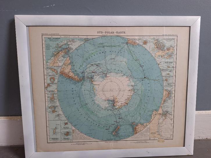 Prent Zuidpol A. Petermann -Stielers Handatlas, Boeken, Atlassen en Landkaarten, Gelezen, Landkaart, Overige gebieden, 1800 tot 2000