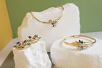 Exclusieve 18 Karaat Gouden Oorbellen Met Diamant en Smaragd, Ophalen of Verzenden, Zo goed als nieuw, Met edelsteen, Knopjes of Stekers