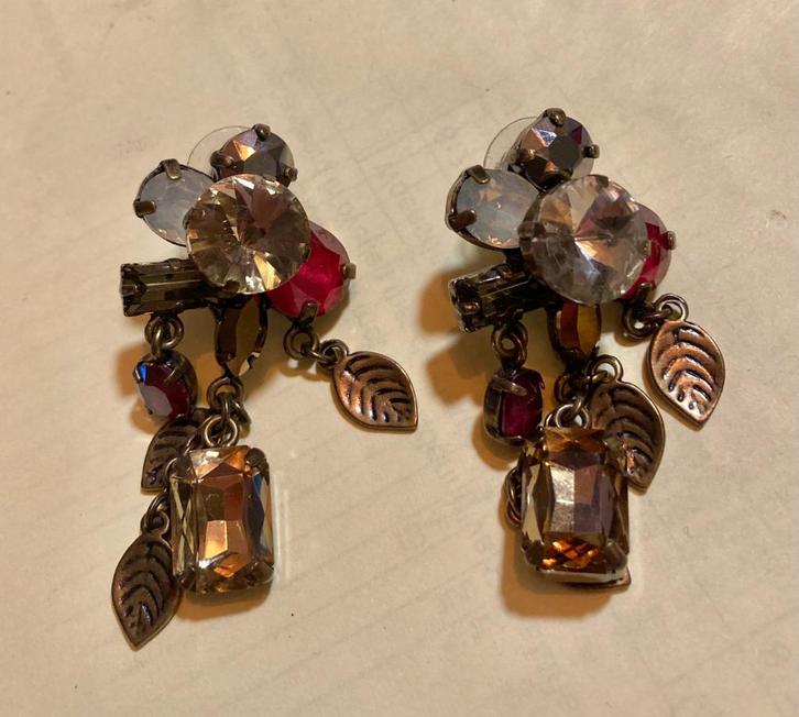 Vintage kristal glas aurora borealis rhinestones oorbellen, Sieraden, Tassen en Uiterlijk, Oorbellen, Zo goed als nieuw, Hangers