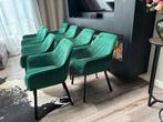 8 groene velvet eetkamerstoelen - z.g.a.n. tot 150 kg, Huis en Inrichting, Stoelen, Ophalen, Zo goed als nieuw, Overige kleuren