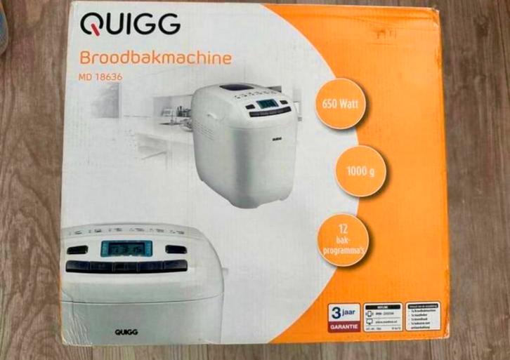 Quigg Broodbakmachine, Witgoed en Apparatuur, Broodbakmachines, Nieuw, Met timer, 800 tot 1200 gram deeg, Meer dan 10 programma's